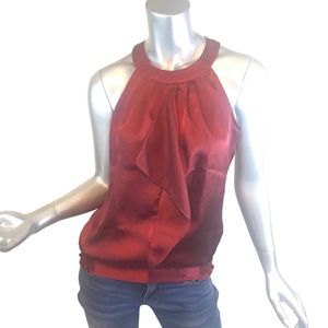 Worthington Women’s Petite Small Red Blouse High Neck Sleeveless Top